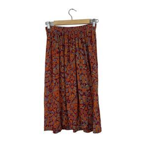 Vintage LL Bean Small Skirt A-Line Knee Below Knee Retro Elastic Waist Womens